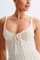 Marietta Dantelli Mini Elbise - Fildişi