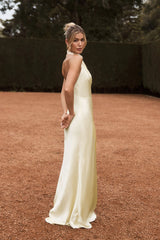 Esther Iridescent Satin Cowl Maxi Elbise - Limon Şerbeti