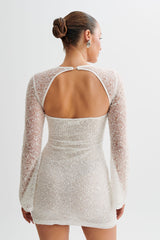 Paxton İnci Boncuklu Mini Elbise - Beyaz