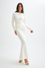 Reese Fitted Örgü Hırka - Fildişi