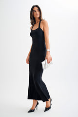 Marianne Asimetrik Slinky Uzun Elbise - Siyah