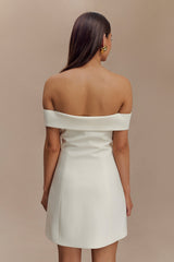 Noelle Omuz Açık Mini Elbise - Fildişi