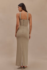 Velma Halter Yaka Uzun Elbise - Mantar