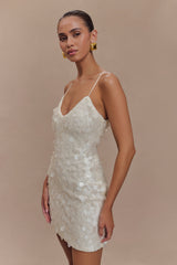 Romilly Payetli Mini Elbise - Fildişi