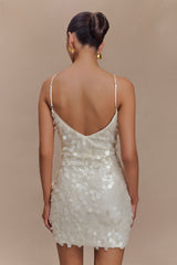 Romilly Payetli Mini Elbise - Fildişi