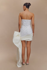 Franka Askısız Fiyonklu Mini Elbise - Beyaz