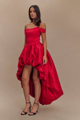 Amelia Bubble Maxi Elbise - Yakut Kırmızısı