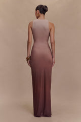 Stella Draped Slinky Maxi Elbise - Mocha Ombre