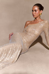 Marcia Diamante Uzun Kollu Maksi Elbise - Ten Rengi