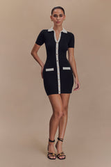 Seema Kontrast Mini Elbise - Siyah/Beyaz