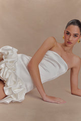 Alba Bubble Mini Elbise - Beyaz