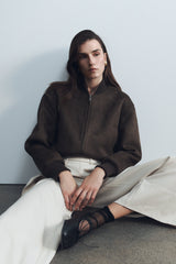 Rudy Süet Bomber Ceket - Çikolata