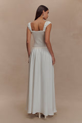 Tahlia Pointelle Örgü Midi Elbise - Beyaz