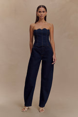 Renata Barrel Denim Pantolon - Çivit Mavisi