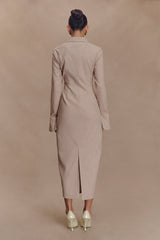 Dorian Fitted Gömlek Midi Elbise - Buğday Marle