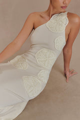 Teneika Tığ Örgü Uzun Elbise - Fildişi