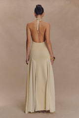 Soleil Örgü Ve File Askılı Uzun Elbise - Krem