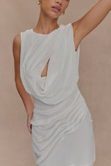 Oria Şifon Mini Elbise - Beyaz