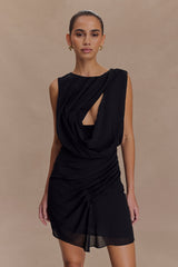 Oria Şifon Mini Elbise - Siyah