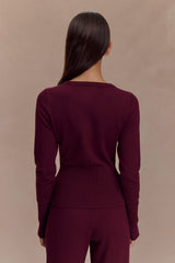 Reese Fitted Örgü Hırka - Merlot