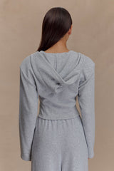 Quinn Fermuarlı Kapüşonlu Sweatshirt - Açık Gri Marle