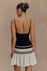 Ellison Kontrast Örgü Mini Elbise - Siyah/Beyaz