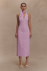 Simona Halter Yaka Midi Elbise - Allık Pembesi