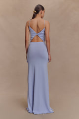 Reama Wrap Over Örme Uzun Elbise - Peygamber Çiçeği Mavisi