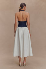 Ashwin Denim Pamuklu Midi Elbise - Çivit Mavisi