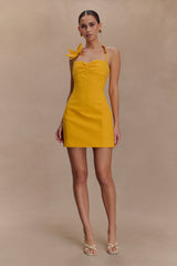 Reyes Pamuklu Çiçekli Mini Elbise - Butterscotch