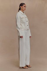 Kirra Büzgülü Kot Ceket - Beyaz