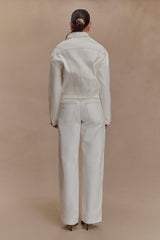 Kirra Büzgülü Kot Ceket - Beyaz