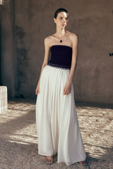 Suella Şifon Kot Uzun Elbise - Çivit Mavisi