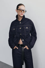 Kirra Cinched Denim Ceket - Yıkanmış Çivit Mavisi