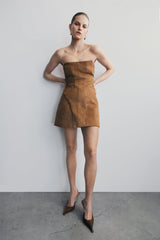 Andy Suni Süet Mini Elbise - Deve Tüyü