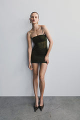 Maryk File Mini Elbise - Haki