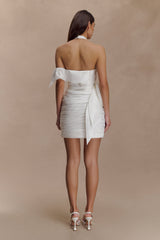 Claudine Tafta Çiçekli Mini Elbise - Beyaz