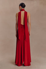 Juliet Slinky Maxi Elbise Ve Eşarp - Ruby