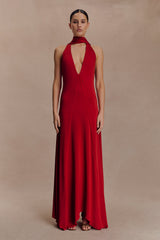 Juliet Slinky Maxi Elbise Ve Eşarp - Ruby