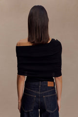 Sierra Asimetrik Kaşmir Karışımlı Örgü Üst - Siyah