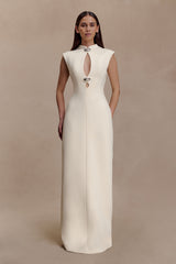 Michelle Cut Out Maxi Elbise - Tereyağı Kremi