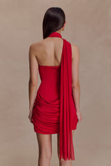 Mattea Slinky Ve File Mini Elbise Ve Eşarp - Kırmızı