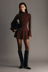 Adena Pointelle Örgü Mini Elbise - Çikolata