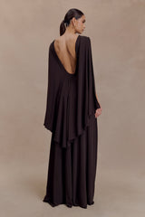 Emory Jersey Cape Maxi Elbise - Çikolata