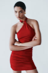 Mariposa Slinky Halter Mini Elbise - Kırmızı