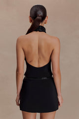 Emilia Boncuklu Yaka Askılı Üst - Siyah