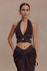 Siren Saten Ve Pırlanta Askılı Üst - Bitter Çikolata