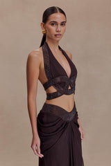 Siren Saten Ve Pırlanta Askılı Üst - Bitter Çikolata