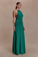 Meg Halter Püsküllü Uzun Elbise - Zümrüt