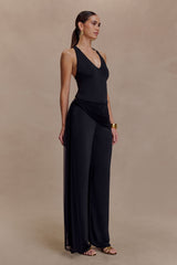 Aspyn Slinky Ve File Üst - Siyah